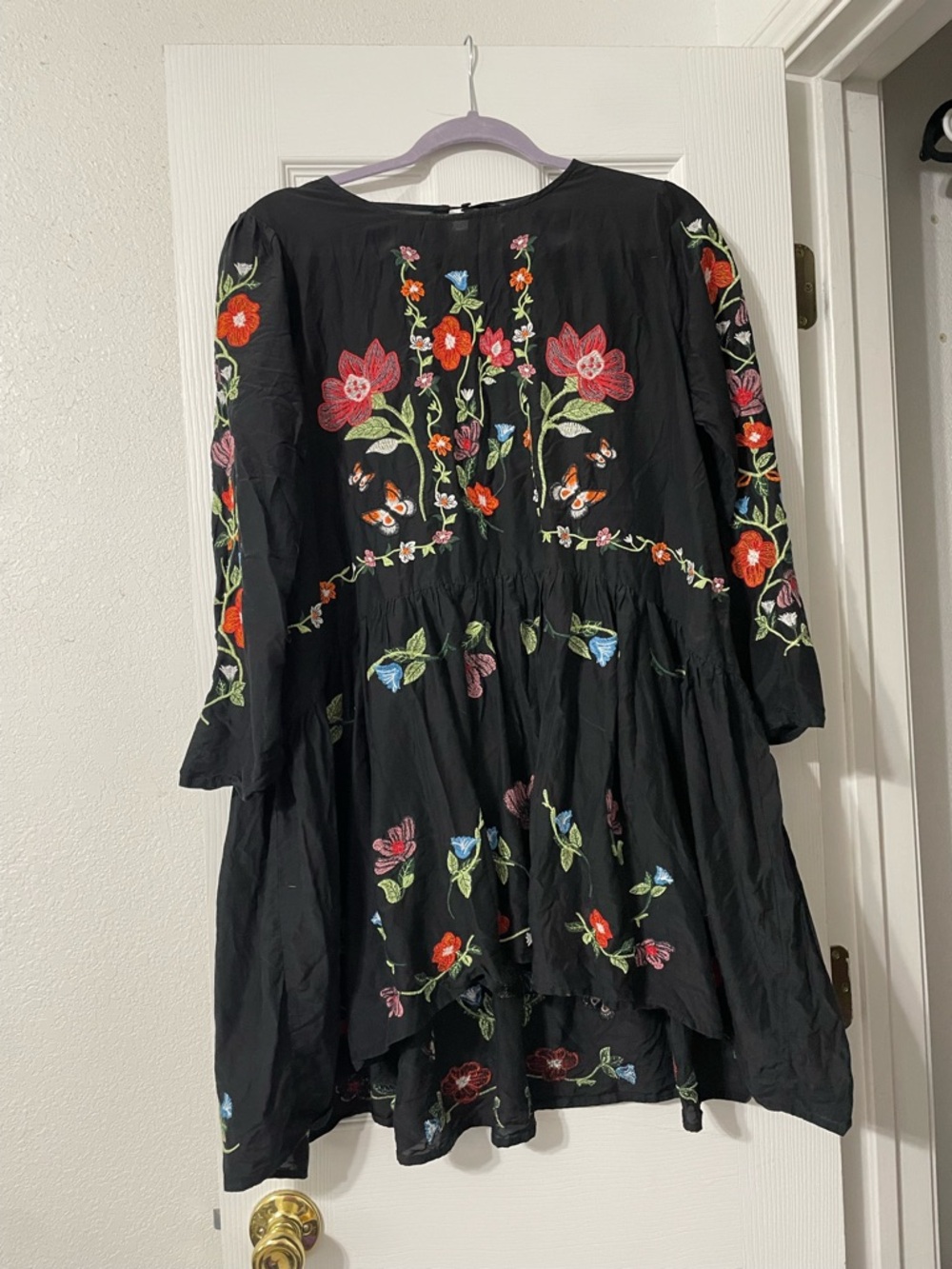 Zara Black Floral Embroidered Mini Dress - Picture 2 of 3